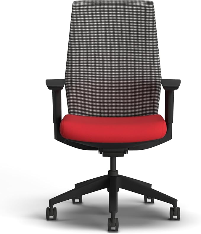 HON Cipher Mesh Office Chair, Standard Cylinder, Height Adjustable Arms, Office Chair with Lumbar Support, Black Mesh, Black Frame, Ruby