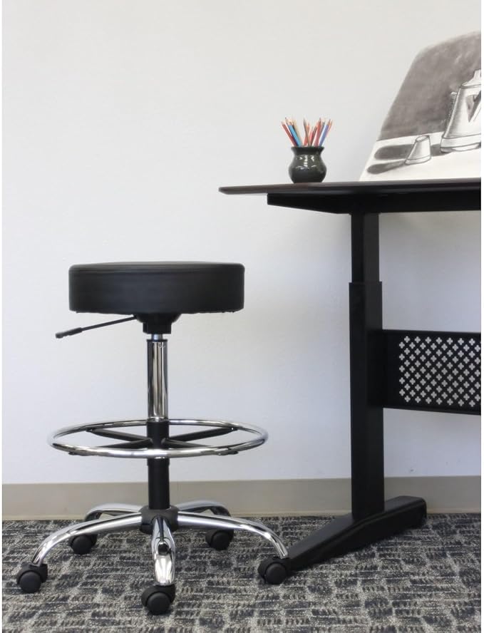 Boss Office Products B16240-BK Be Well Medical Spa Drafting Sool in Black, Low-Back