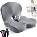 Ergonomic Memory Foam Seat and Back Cushion Set with L Shaped Lumbar Support Non Slip Breathable and Machine Washable for Car Office Chair Wheelchair or Home Use (Gray)