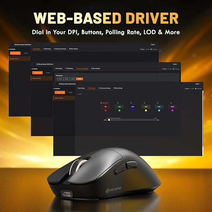 MAGIC-REFINER X2 69g Superlight Wireless Gaming Mouse,BK3633 Tri-Mode BT/2.4G Wireless/Wired Mouse,25000 DPI,1000Hz Polling Rate,500mAh,Med to Large Hand Size,5 Programmable Buttons for PC/Mac,Black