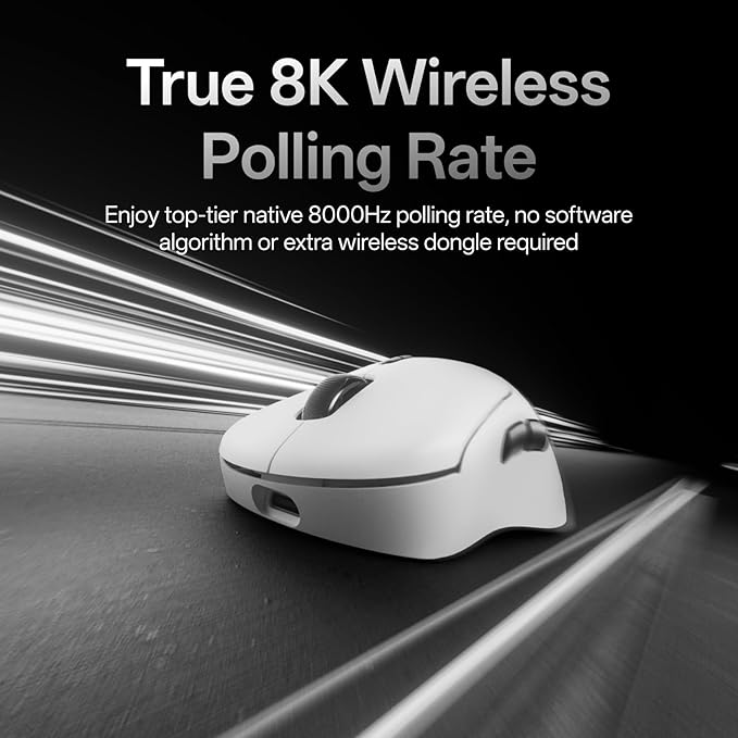 Rapoo VT3 Gen-2 Wireless Gaming Mouse, True 8K Wireless Polling Rate, 53g Lightweight, Up to 750 Hr Battery, Nordic nRF54L15 MCU, 100-Million Mechanical Switch, 10 Programmable Buttons, Macro Enabled