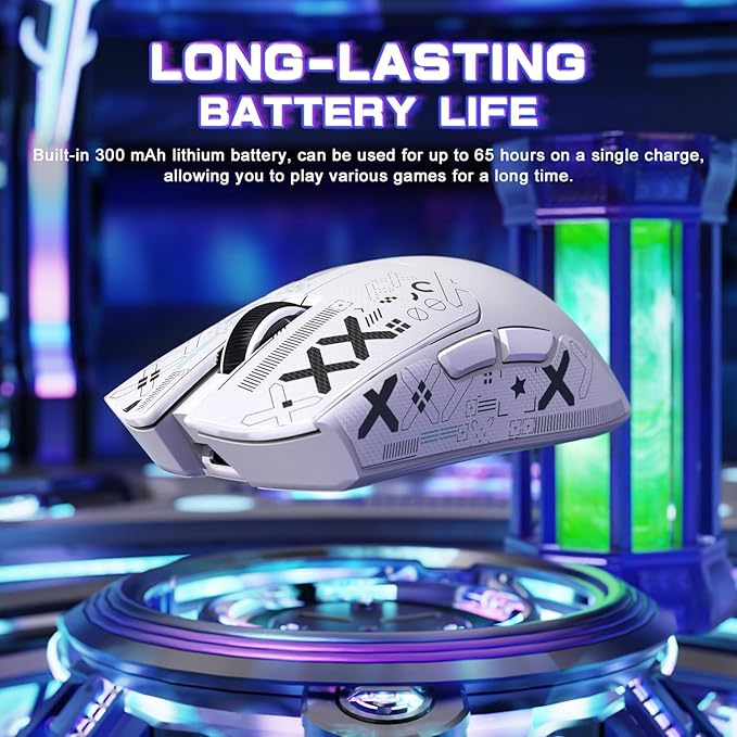 ATTACK SHARK X11SE Ultra-Light Wireless Gaming Mouse,Tri-Modes BT5.2/Type-C Wired/2.4G,PixArt PAW3311 Gaming Sensor,22KDPI,5 Programmable Buttons for Laptop,PC,Mac Gamer(White&Sticker)