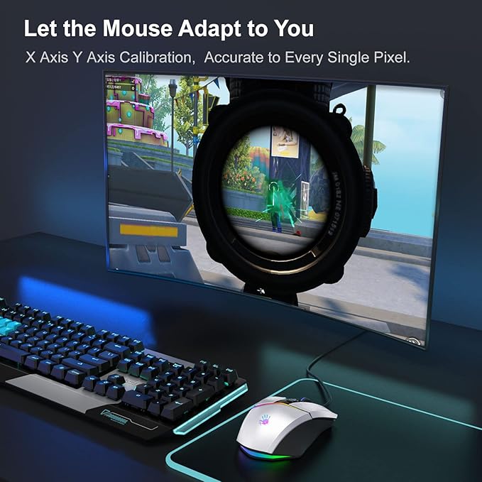 Bloody W60Max Wired RGB FPS Gaming Mouse, 10000 CPI, All Buttons Programmable, 2000Hz Report Rate, 250 IPS, 4M Onboard Memory (Pandawhite)