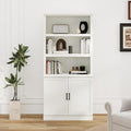 blini 5 Shelf Tall Bookcase with Doors White Bookshelf 31in Wide Display Standing Shelf 72in Tall Wood Book Shelves for Living Room Office Library