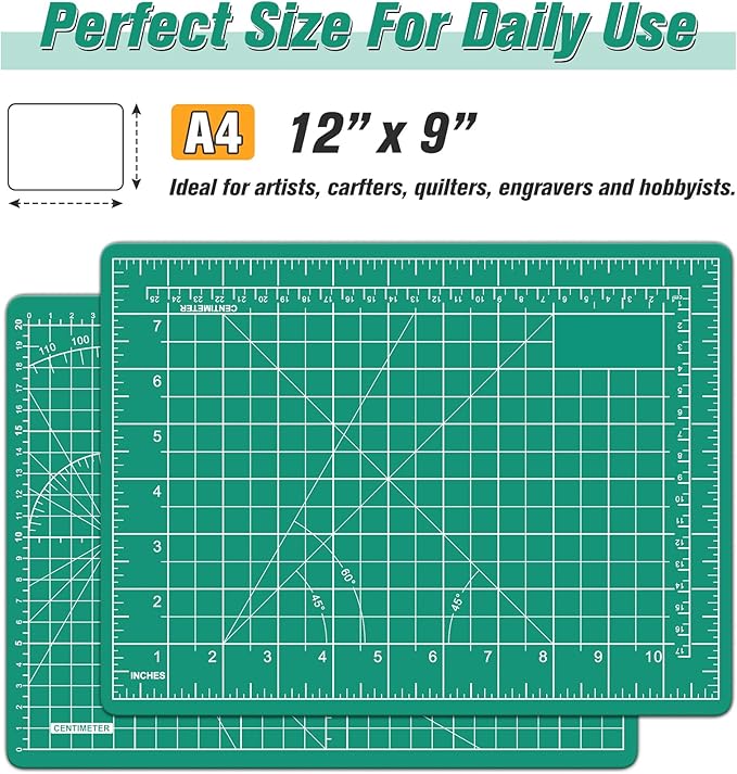 DIYSELF Cutting Mat 9in×12in, Cutting Mats for Crafts, Self Healing Cutting Mat A4, Cutting Mats Double Side for Sewing, Fabric, Quilting, Craft Mat for Desktop, Matting & Mounting Materials