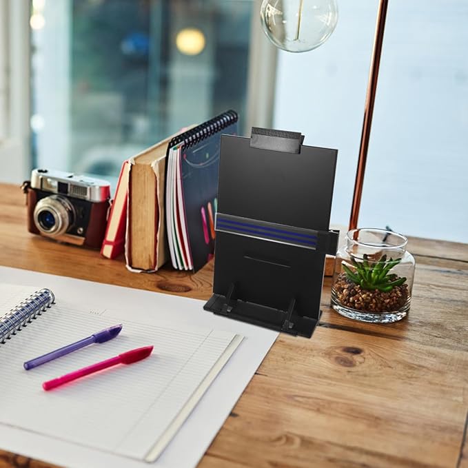 SEWACC Desktop Reading Rack and Paper Holder for Desk, Adjustable Document Stand with Clip, Office Copyholder for Students and Typing Work