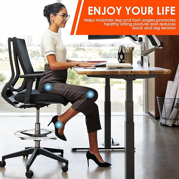 18" Chrome Foot Rest Ring for Drafting Stool or Office Chair,Office Chair Piston Foot Ring,Foot Rest (Silver, 18'')