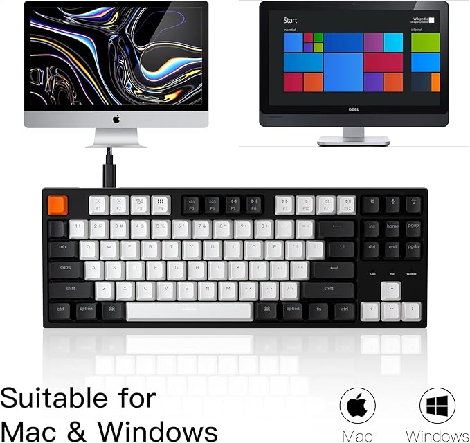 Keychron C1 Hot-swappable Wired Mechanical Keyboard with Gateron G Pro Red Switch/Double-Shot ABS Keycaps/White Backlight/USB Type-C Cable, Tenkeyless 87 Keys Computer Keyboard for Mac Windows PC