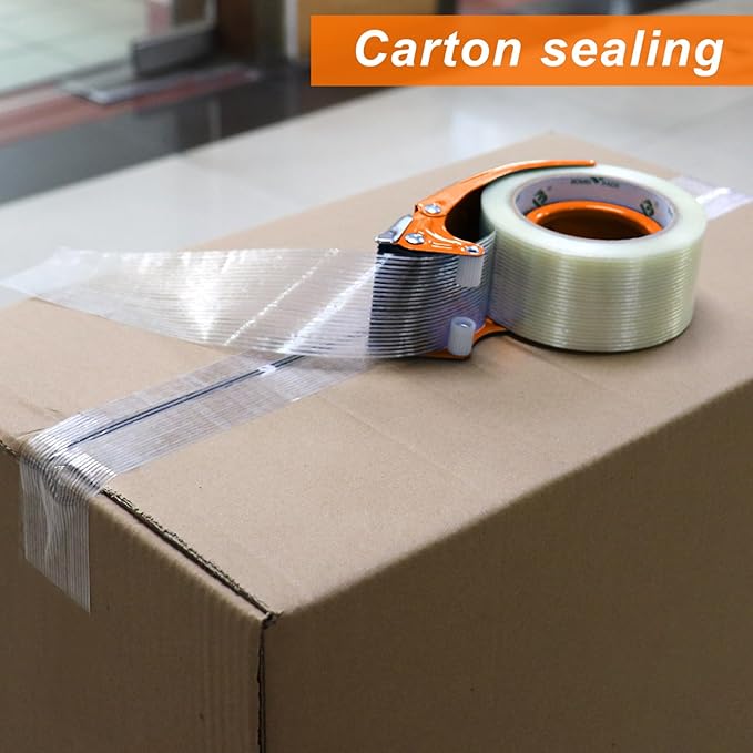 BOMEI PACK Metal Packing Tape Dispenser, 2inch Heavy Duty Handheld Heavy Tape Dispenser, 4Pcs, Orange