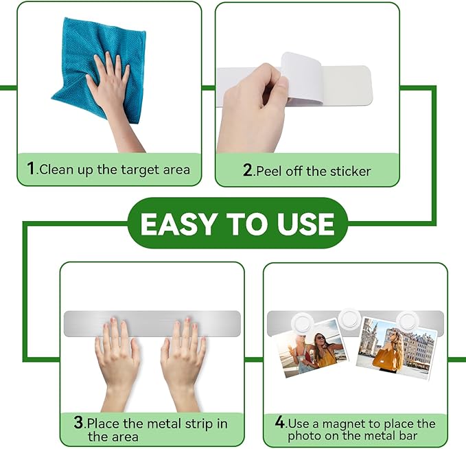ZDZBLX Magnetic Board 6-Pack, Frameless Memo Bulletin Board Bar for Wall | Adhesive Backing Metal Magnet Board Strips for Office, Home, Kitchen | Includes 7 Strong White Magnet | Metal Magnetic Strips
