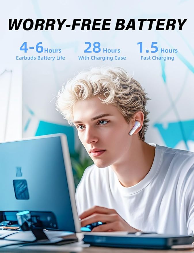 Wireless Gaming Earbuds 20ms Ultra-Low Latency, Dual-Mode 2.4GHz + BT5.3 with ENC Mic, USB-C Dongle for PS5/PS4, 3/3S/2, Steam Deck, PC/Mobile-White