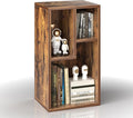 VECELO 3 Cube Small Bookcase, Fits Tallest Hardcovers, Horizontal Available, 2-Tier Modern Bookshelf, Storage Organizer for Small Spaces, Kids Room, Bedroom Living Room, Rustic Brown