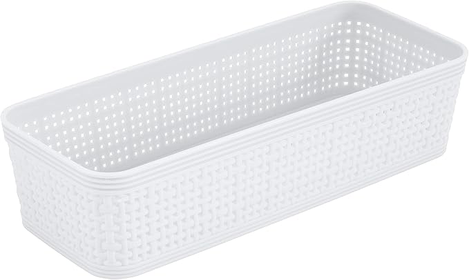 Simplify 5 Piece Organizing Set | Multiple Size Bins | Multipurpose | Office | Desk | Dorm | Bathroom | Storage Basket | Small Items | Accessories | White