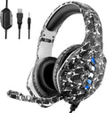 Gaming Headset with Microphone - for PC, PS4, PS5, Switch, Xbox One, Xbox Series X|S - 3.5mm Jack Gamer Headphone with Noise Canceling Mic (Camo Black)