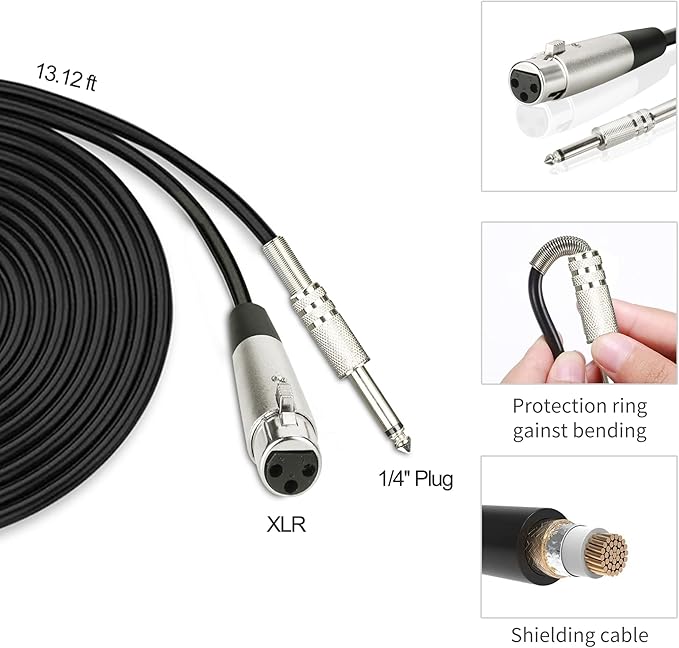 Marengo Handheld Dynamic Microphone for Karaoke Singing, Wired XLR Microphone with On and Off Switch and 13ft Detachable XLR Cable
