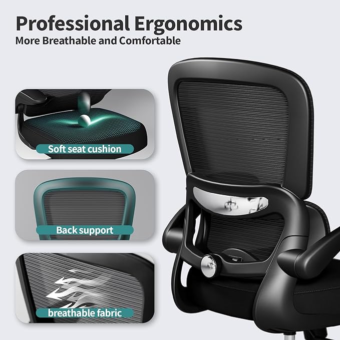 TRALT Office Chair - Ergonomic Desk Chair with Adjustable Lumbar Support, Mesh Computer Chair, Executive Chairs for Home Office Comfortable Lumbar Support Black Pack of 8