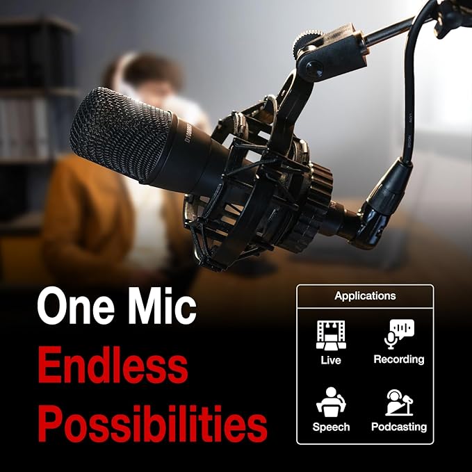 Superlux Professional Dynamic Vocal Microphone Wired for Singing, Premium Directional Sound Capture with Low Handling Noise & 23ft XLR Audio Cable, Live Stage, Podcasts, Karaoke & Studio Recording