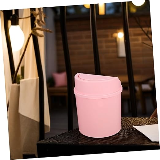 Zerodeko Compact Tabletop Waste Receptacle Desk Top Small Trash Can Slim Office Bin Mini Garbage Can Lid for Home
