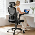 Office Chair,Ergonomic Office Desk Chair with 2D Adjustable Lumbar Support,3D Headrest,2D Arms,330LBS High Back Mesh Computer Home Office Chairs Rolling Tilting Swivel Executive Chairs Black