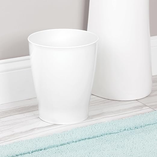 iDesign Small Round Plastic Trash Can - Ideal for Bathroom or Office, White, Set of 4, Made in USA