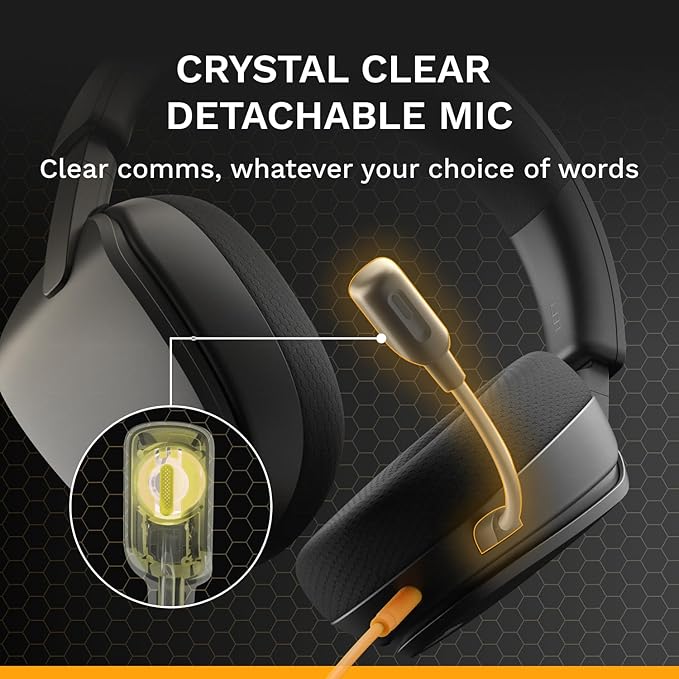 GLORIOUS GHS Eternal - Stereo Gaming Headset for PC, PS5, PS4, Xbox, Switch - Custom Tuned Angled Drivers, Adjustable Crystal Clear Detachable Mic, 3.5mm - Durable, All Day/Night Comfort - Black