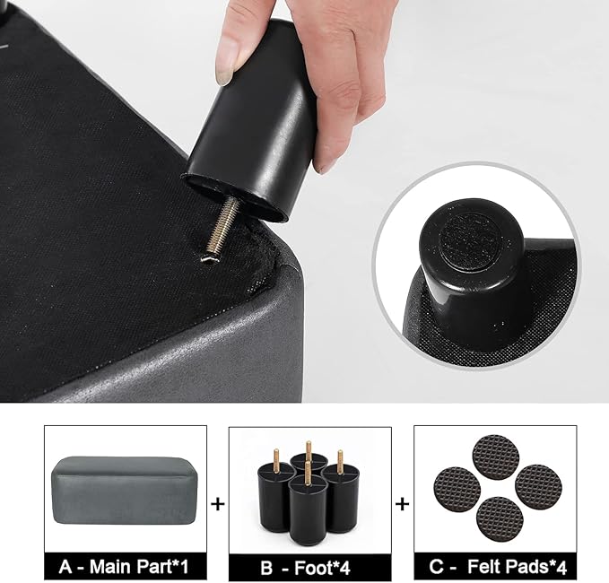 Footrest Small Ottoman Rectangular Footstool Modern Stool Seat Chair for Home Living Room Bedroom (Dark Gray)