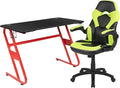 Flash Furniture Red Gaming Desk and Green/Black Racing Chair Set with Cup Holder and Headphone Hook