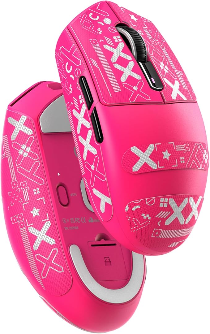 MAMBASNAKE Attack Shark G3 Wireless Gaming Mouse with Tri Mode Wired/2.4Ghz/BT,59g Ultra-Lightweight,25000 DPI,1000 Polling,PixArt PAW3311 Sensor,500mAh Battery,Programmable for PC Win Mac(Red+Tape)