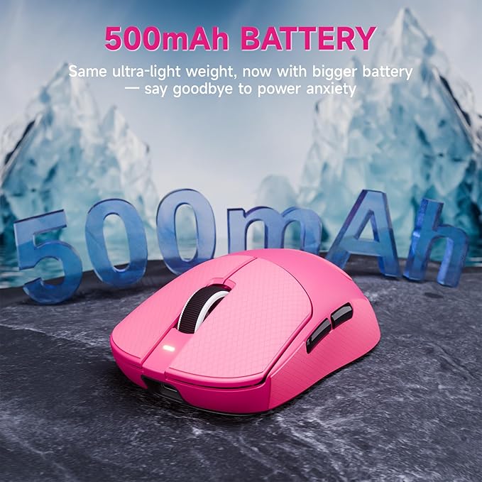 ATTACK SHARK X8Plus 55g Superlight Wireless Gaming Mouse with 40K DPI,PAW 3395PRO Sensor, Broadcom BK52820 Chip,HUANO Switch,Web Driver,Tri-Mode Fit Large Hand Mice with RGB Cable -Berry Red&Sticker