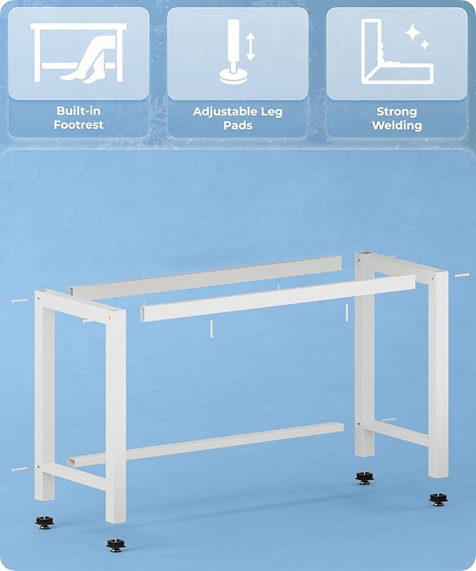 51'' Home Office Desk Modern Computer Desk 51.2X 23.6x29.5 inches PC Table with Thicken Frame Industrial Style Sturdy Metal Frame Furniture for Writing Gaming Grey Oak+White