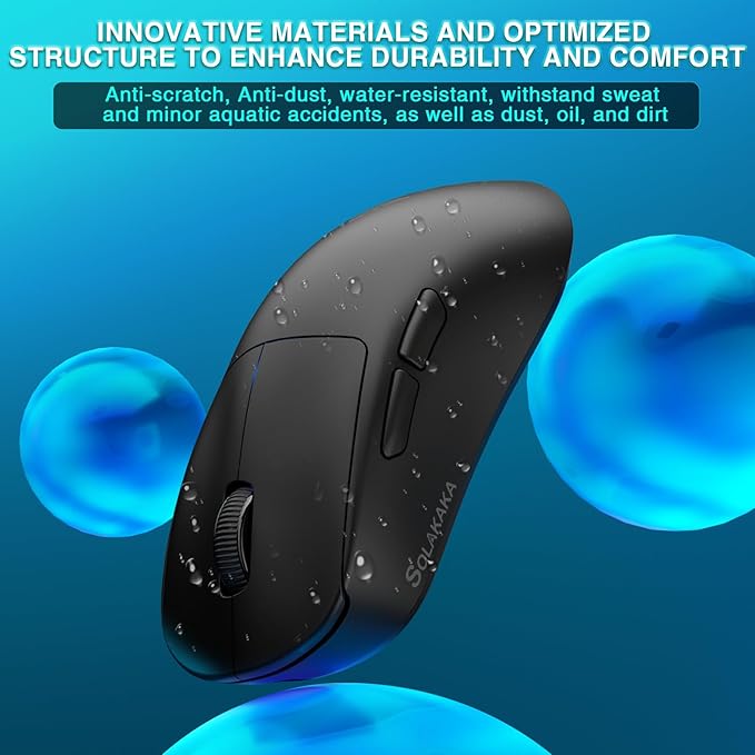 SOLAKAKA SM850 Gaming Mouse Wireless, 24000 DPI, 55g Lightweight Mouse Gaming, 6 Programmable Buttons, Ergonomic Computer Mouse, Tri-Mode BT5.1/2.4G/USB-C 250h Battery Life PC Gamer Mice for Laptop