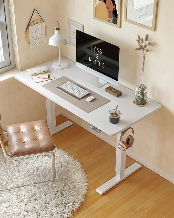 CubiCubi 63 x 28 Large Standing Desk, Height Adjustable Electric Computer Desk, 28" Deep Desktop, Sit Stand up Home Office Workstations with 4 Preset Heights, White