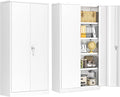 INTERGREAT Metal Lockable Storage Cabinet, 72” H Storage Cabinets with 2 Doors and 4 Adjustable Shelves for Office, Home, Garage, Pantry (Assembly Required, White)