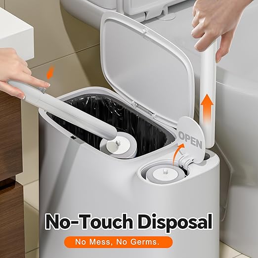 White Plastic Mini Trash Can, Toilet Cleaner Stick, Toilet Brush Holder, 36 Refills, 2-Gallon Trash Can with Pop-Out Lid, Suitable for Bathrooms and Small Toilets.