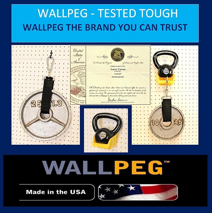 WallPeg Peg Board Bin Kit - 5 Large Black PEGBOARD Bins - Pegboard Parts Storage Craft Organizer Tool Peg Board Workbench Bins Accessories -Made in USA-