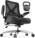 Ergonomic Office Chair Mid Back with Integrated Lumbar Support, Adjustable Height, Thick Memory Foam Seat, Rocking Function, 90° Flip-up Armrests – Comfortable Desk Chair for Home Office