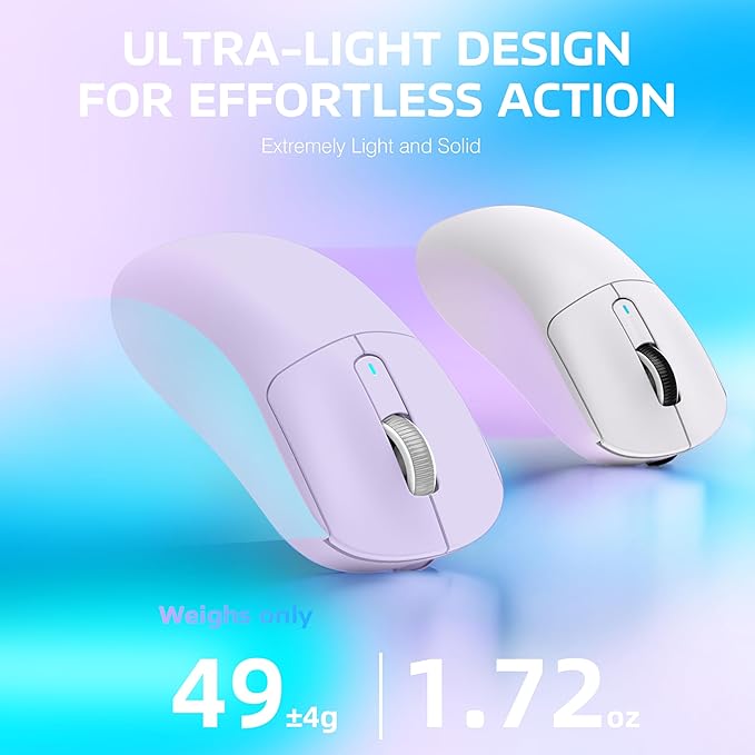 ATTACK SHARK X3 Lightweight Wireless Gaming Mouse with Tri-Mode 2.4G/USB-C Wired/Bluetooth,Up to 26K DPI, PAW3395 Optical Sensor,Kailh GM8.0 Switch,5 programmable Buttons for PC/Win/Mac(Purple)