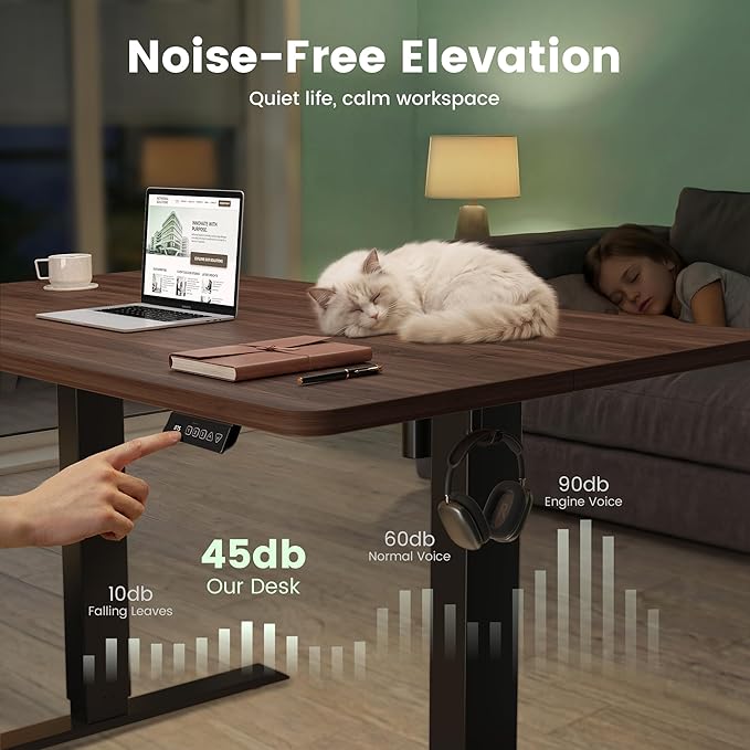 CubiCubi Electric Standing Desk Height Adjustable, 39.4 x 23.6 Inches Home Office Computer Desk, Sit to Stand Up with Memory Presets, Dark Walnut