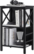 MNEETRUNG Small Bookshelf,3 Tier Industrial Bookcase with Metal Frame and Backboard,Low Black Book Shelf,Book case for Small Spaces,Living Room,Bedroom and Home Office