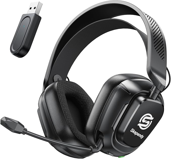 2.4GHz Wireless Gaming Headset for PC, PS5, PS4, Switch & Mac, Bluetooth Headset with Noise Canceling Microphone, Low-Latency Stereo Audio, 50mm Drivers, Up to 50H Battery, Lunar Black