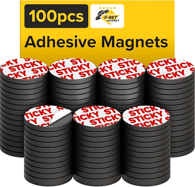 Peel-&-Stick Flexible Adhesive Magnets - 100 Magnetic Dots for Office Supplies, Whiteboard, Crafts, Fridge, & School Projects