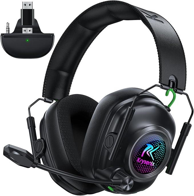 Wireless Gaming Headset for Xbox Series X|S, Xbox One, PC, PS5, PS4, Mac, Switch, 2.4 GHz Wireless & Bluetooth 5.4 Gaming Headphones with Noise Canceling Microphone, 50Hr Battery, 50mm Drivers-Black