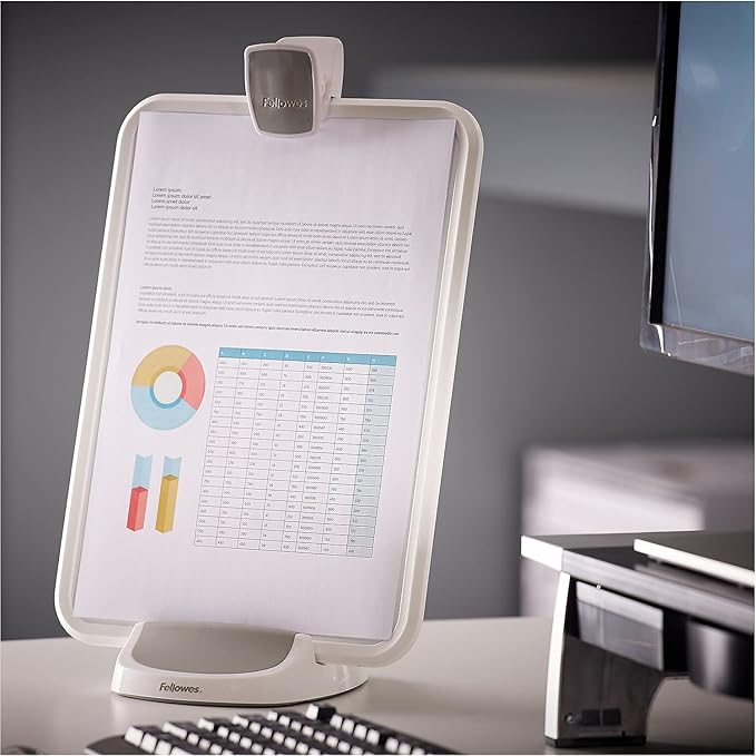 Document lift with dry erase surface, 15-sheet capacity, White/Gray