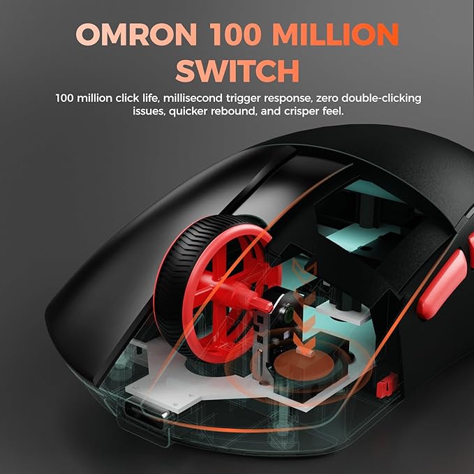 DAREU A950 Wing Ultralight Wireless Gaming Mouse 1.23oz (35g), Custom PAW3950 Optical Sensor,30K DPI, Wired/Wireless Dual 8000 Polling Rate, Symmetrical, 5 Programmable Buttons,70H Battery, Web Hub