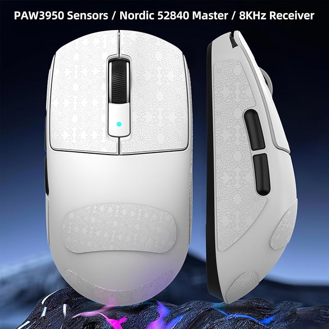 ATTACK SHARK R6 Wireless Gaming Mouse,38G Ultra-Lightweight Trip-Mode 2.4G/USB-C/Bluetooth Mouse Gaming with PAW3950MAX Sensor,42000 DPI,50G Accelerated Speed for PC/Laptop/MacWhit&Tape
