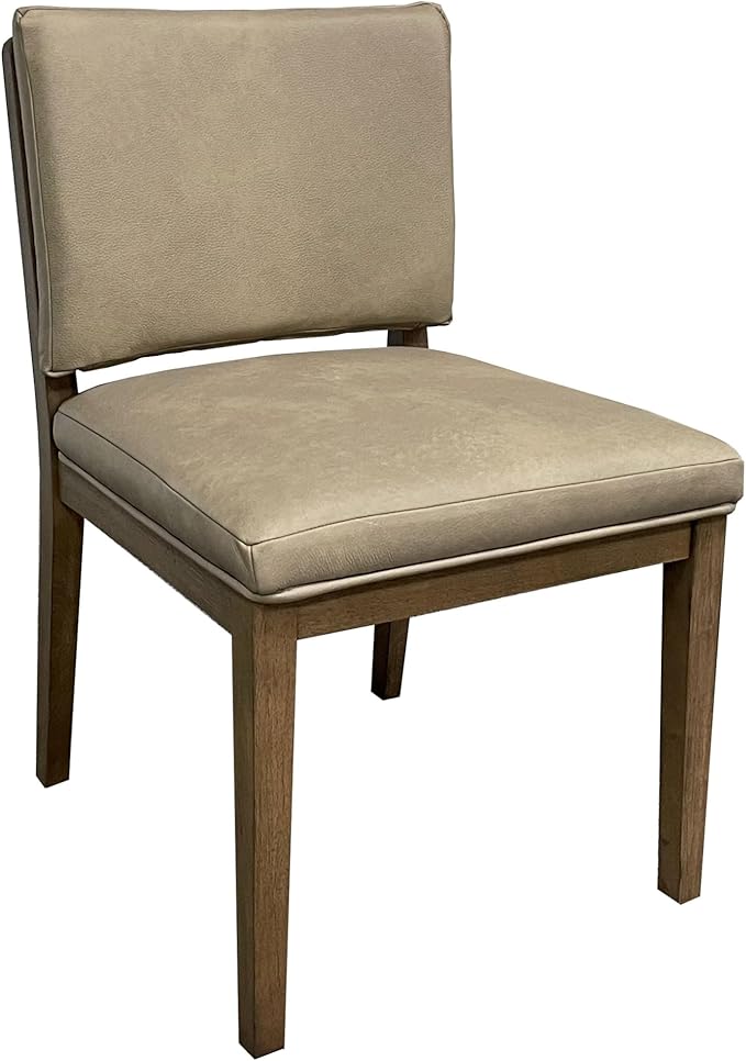 Modern Performance Leather Chair (Set of 2) - Soft Back Design with Leather Seat & Back, Comfortable Latte Finish Dining Chairs for Living Room, Kitchen, Modern Home Office