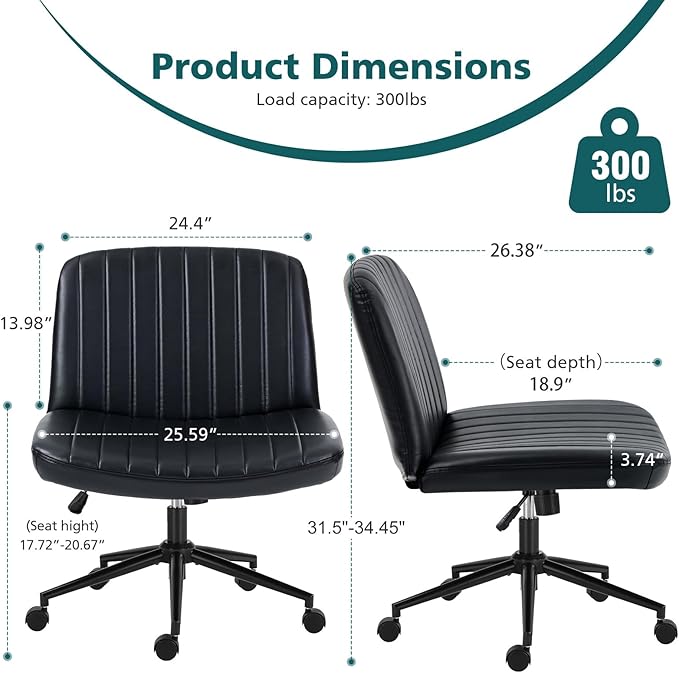 OLIXIS Wide Criss Cross Swivel Desk Chair – Black