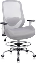 Office Drafting Chair, Tall Height Adjustable Ergonomic Office Chair with Footrest, High Back Desk Chair with Flip-up Armrests and Lumbar Support