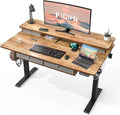 FiCiHi Adjustable Height Standing Desk with 4 Drawers,48 x 30 inches Electric Sit Stand Home Office Desk with Two Tiers, 3 Memory Presets, Monitor Stand Riser, USB A/C Charging Port