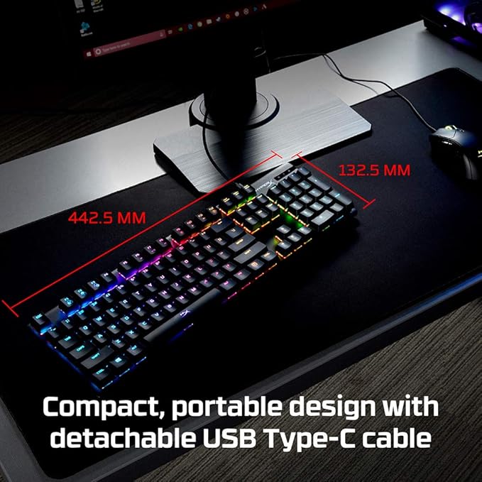 HyperX Alloy Origins - Mechanical Gaming Keyboard, Software-Controlled Light & Macro Customization, Compact Form Factor, RGB LED Backlit - Linear HyperX Red Switch (Black)